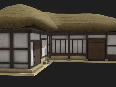 Korean Traditional House  Thatched House 01 Low-poly 3D model