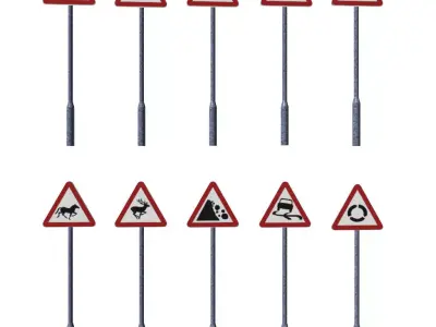 Road Signs  Free 3D model