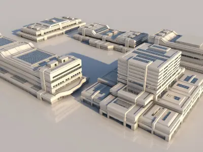 futuristic buildings 3D model