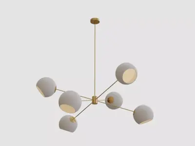 Staggered Glass 6-Light Chandelier 3D model