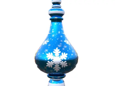 Charming Reindeer Blue Holiday Bauble 3D Model PBR Lowpoly Low-poly 3D model