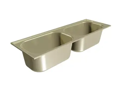 Brass Double Kitchen Sink Low-poly 3D model
