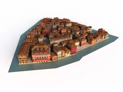 Brazil coast city buildings scene 3D model
