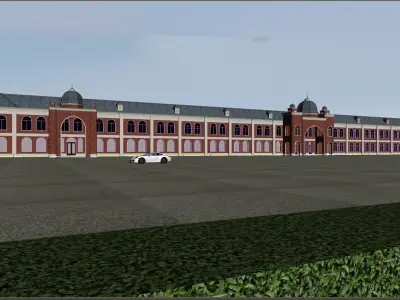 brick building  Low-poly 3D model