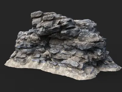 Low poly Big Gray Rough Rock Cliff Collection 210323 Low-poly 3D model