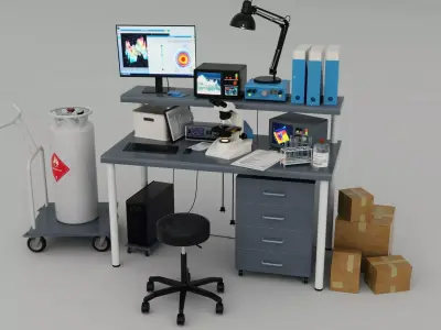 Chemical Laboratory Workbench Low-poly 3D model