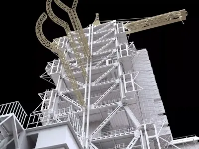 Space rocket launcher 3D model