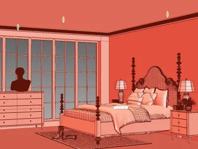 Bedroom Interior Scene for 3dsmax 2019  3D model 3D model
