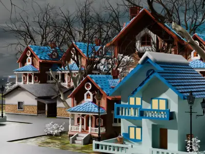 Stylized Low Poly House Pack  3D model