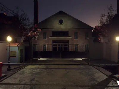 French Quarter Street Environment Low-poly 3D model