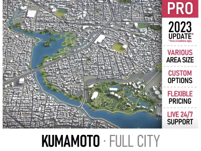 Kumamoto  Low-poly 3D model