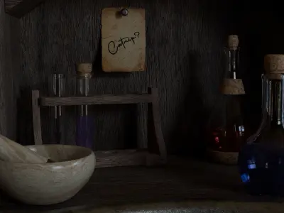 Alchemy Table and Equipment 3D model