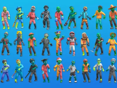 Zombies Low-poly 3D model