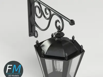 Cast iron wall lamp 3D model