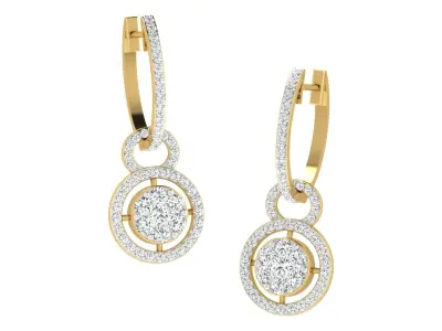 Light Weight Yellow Gold Diamond Earring  -ER-2198 3D print model