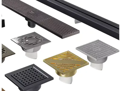Bathroom Floor Drains Pack - Modern Shower Drain Models 3D model