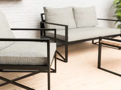 Garden furniture set outside furnish Low-poly 3D model