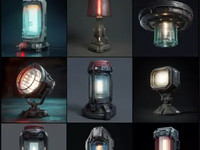 Sci-Fi Lamps Set 3D model