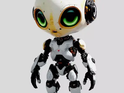 3D Cyborg Alien Character PBR Texture Description Low-poly 3D model