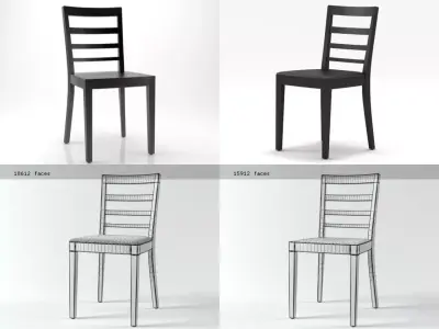 Kronenhalle four different chairs 3D model