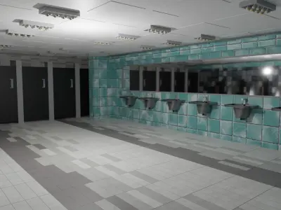 Restroom Interior Low-poly 3D model