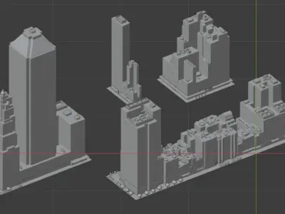 City Downtown Skyscraper Low-poly 3D model