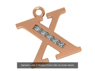 Alphabet Letter A to Z - 26 Pendant Charms 3dm stl render detail 3D Model Pack
