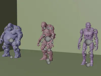 Robotic Zombie Character Pack Creatures Game Ready Low-poly 3D model