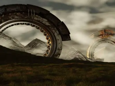 Realistic 3d scifi landscape model with environment  3D model