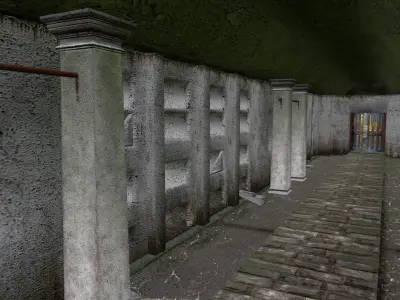 Old catacombs interior Low-poly 3D model