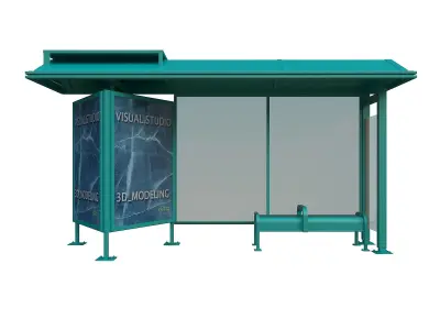 Bus Stop USA Low-poly 3D model Low-poly 3D model