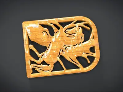 Window ventilation ornaments with horse motifs Low-poly 3D model