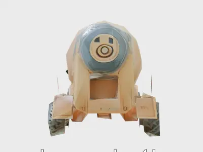 Submerged Ocean Floor Tractor with Coral Growth Low-poly 3D model