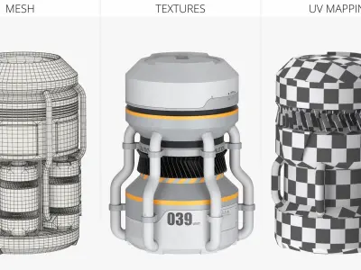  Sci-Fi Triple Energy Reactor Capsule Set with Vent Grilles White 