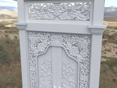 Balinese Gebyok Carved Door 3D model