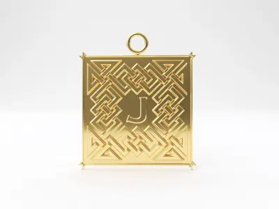 Celtic pendant letter J 3D print model