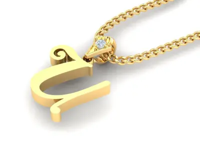 Alphabet V3 Light Gold  Font Pendant U 3D print model