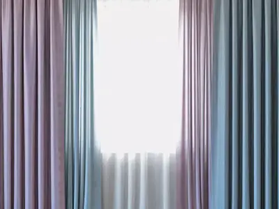 Curtains 23 Curtains with Tulle 3D model