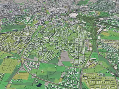 Leipzig Germany 30x30km 3D City Map 3D model