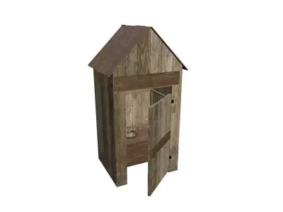 Outdoor Wooden Toilet Low-poly PBR Low-poly 3D model