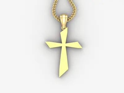 Light Gold 18K Cross Pendant 1CP090 3D print model