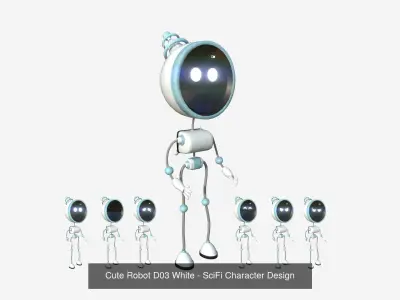 10 Cute Robot D Collection - SciFi Character Design 3D Model Pack