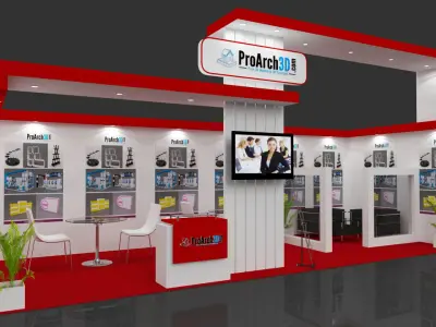 Exhibition stall 8 mtr x 3 mtr 1 side open 3D model