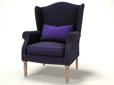 wingback chair fhouse 003 Low-poly 3D model