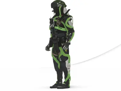 Futuristic Battle Robot 3D Model Rigged Game-Ready Low-poly 3D model