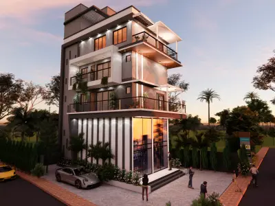 Modern Mixed Use Building - Commercial and Residential  3D model