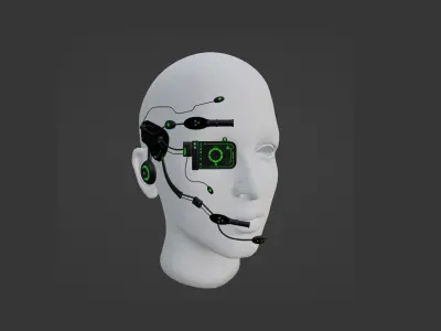 SciFi Glasses E01 Black Green - Character Design Fashion Low-poly 3D model