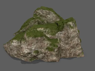 Mossy Rock Stair Low-poly 3D model