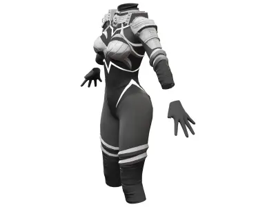 Female Black Sci-Fi Futuristic Armour Bodysuit Low-poly 3D model