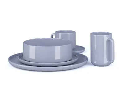 Blue Tableware Set 3D model
